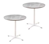 Table à Manger Ronde de 80 cm, Table de Cuisine rétro pour Salle à Manger, Style Industriel, Hauteur de 75 cm, Base croisée Blanche