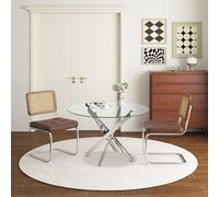 Table à manger ronde design en verre diamètre 120 SILA