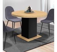 IDMarket Table à manger ronde EDEN 6 personnes Bois et noir 110 cm