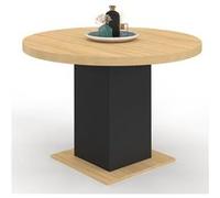 IDMarket Table à manger ronde EDEN 6 personnes Bois et noir 110 cm