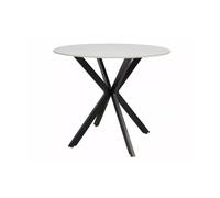 Table à manger ronde effet marbre ""Talia"" - Blanc/Noir - D 90 x H 75 cm