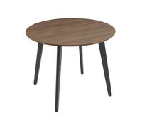 Table à manger ronde effet noyer pieds métal noir 4 places