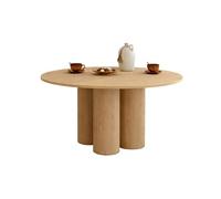 IDMarket - Table à Manger Ronde Eloise 6 Personnes 110 cm Pied cylindrique | Coloris hêtre