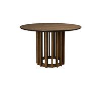 BARLET - Table de repas ronde en bois de noyer D120 Marron