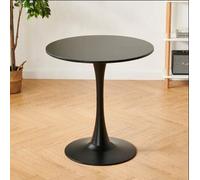 Table à manger ronde en forme de tulipe noire et blanche du milieu du siècle avec base en métal Table basse moderne de 31,2 pouces de diamètre (couleur : noir, taille : 70 cm)