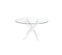 Table à manger ronde verre trempé et acier blanc 1138-Ø110 - ANGEL CERDÁ