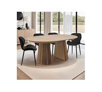 Table à manger ronde extensible 120-160-200 cm décor chêne naturel