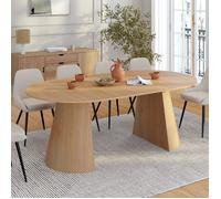 Table à manger ronde extensible ANGELE 4-10 personnes bois effet hêtre 110-200 cm