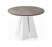 Table à Manger Ronde Extensible Avec Piètement Métallique Blanc - Table Industrielle Moderne Pour Salle à Manger Ou Cuisine - 100 Cm à 180 Cm -