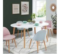 Table à manger ronde extensible - BAÏTA - Gamme ORACLE - Laqué blanc mat - L 160 x P 120 x H 75 cm