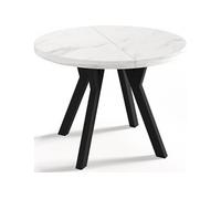 WFL GROUP Table à Manger Ronde Extensible Designer - Style Loft, Industriel, Peu Encombrant - Pieds Noirs - 100 à 200 Cm - pour 5-10 Personnes - Fabriqué en UE - Marbre Blanc - 200 Cm