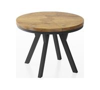 WFL GROUP Table à Manger Ronde Extensible Designer - Style Loft, Industriel, Peu Encombrant - Pieds Noirs - 90 à 170 Cm - pour 4-8 Personnes - Fabriqué en UE - Chêne Lancelot - 170 Cm