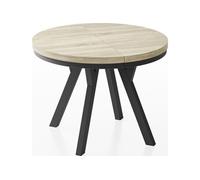 WFL GROUP Table à Manger Ronde Extensible Designer - Style Loft, Industriel, Peu Encombrant - Pieds Noirs - 90 à 170 Cm - pour 4-8 Personnes - Fabriqué en UE - Chêne Sonoma - 170 Cm