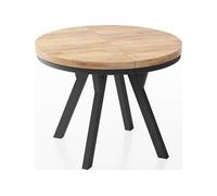 WFL GROUP Table à Manger Ronde Extensible Designer - Style Loft, Industriel, Peu Encombrant - Pieds Noirs - 90 à 170 cm - pour 4-8 Personnes - Fabriqué en UE - Chêne Wotan - 170 cm