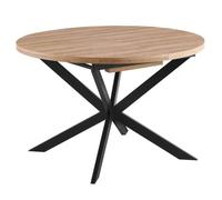 Table à manger ronde extensible en MDF noir et bois clair 6 à 8 places Marcia - Oviala