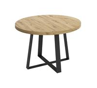 Table à manger ronde extensible en Panneaux de particules avec pieds en métal graphite - Longueur 110-158 x Profondeur 110 x Hauteur 77 cm - PEGANE - gris G