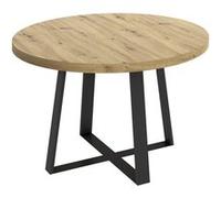 Table à manger ronde extensible en Panneaux de particules avec pieds en métal graphite - Longueur 110-158 x Profondeur 110 x Hauteur 77 cm - -