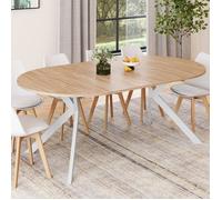 IDMarket - Table à Manger Extensible Ronde Alix 4-10 Personnes Pied araignée Bois et Blanc 110-200 cm