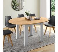 IDMarket - Table à Manger Extensible Ronde Dona 4-8 Personnes Blanche Plateau façon hêtre 110-150 cm