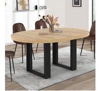 IDMarket - Table à Manger Extensible Ronde Phoenix 4-6 Personnes Bois et Noir 110-150 cm