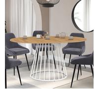 IDMarket - Table à Manger Extensible Ronde Yuna 4-8 Personnes Plateau Bois et Pied Filaire en métal Blanc 110-150 cm