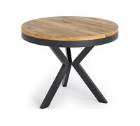 Table à Manger Ronde Extensible Style Loft - Grande Table Industrielle Avec Pieds En Métal - Gain De Place Pour Salon Et Séjour - Chêne Craft - 100 à