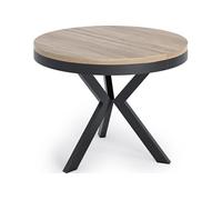 Table à Manger Ronde Extensible Style Loft - Grande Table Industrielle Avec Pieds En Métal - Gain De Place Pour Salon Et Séjour - Chêne Sonoma - 100