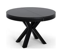 Table à Manger Ronde Extensible Style Loft - Table Industrielle Avec Pieds En Métal Noir - Gain De Place Pour Salon Et Séjour - Noir - 120 Cm