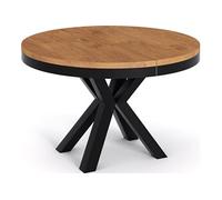 Table à Manger Ronde Extensible Style Loft - Table Industrielle Avec Pieds En Métal Noir - Gain De Place Pour Salon Et Séjour - Chêne Lancelot - 120