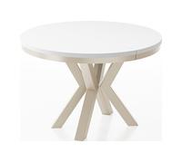 Table à Manger Ronde Extensible Style Loft - Table Industrielle Avec Pieds Métalliques Beige Cashmere - Table Gain De Place Pour Salon - Blanc - 120