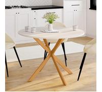 IDMarket - Table à manger ronde Gisele 6 personnes pied araignée bois plateau blanc 110 cm