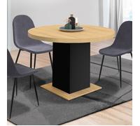 IDMarket Table à manger ronde EDEN 6 personnes Bois et noir 110 cm