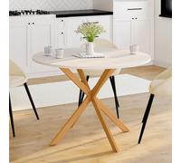 IDMarket - Table à manger ronde Gisele 6 personnes pied araignée bois plateau blanc 110 cm