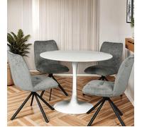 Table à manger ronde ISA en pierre, 4/5personnes, D.110 cm/ blanc