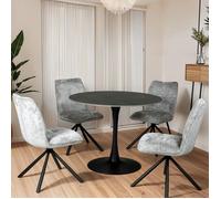 WEBER INDUSTRIES Table à Manger Ronde ISA en Pierre, 4/5personnes, D.100 cm/Noire