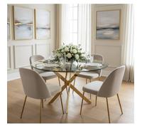Table à manger ronde JESSICA Gold XXL 120 cm 4 couverts transparent