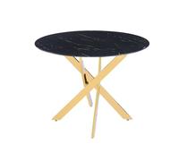 Table à manger ronde JESSICA MARBRE NOIR pieds Gold 100 cm 4 couverts