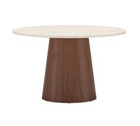 Table à Manger Ronde "Lanzi" 120cm Beige & Marron