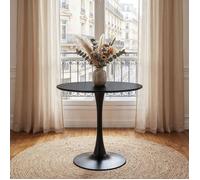 Table à Manger ronde LOIRE Ø 80 cm, Noir, Design Moderne pour Salle à Manger, Pour 2 à 3 personnes,