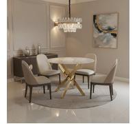Table à manger ronde MARBRE GRIS JESSICA Gold 100 cm 4 couverts