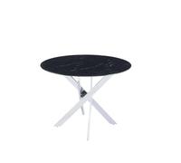 Table à manger ronde MARBRE NOIR JESSICA chrome 100 cm 4 couverts