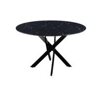 Table à manger ronde MARBRE NOIR JESSICA Métal noir 100 cm 4 couverts