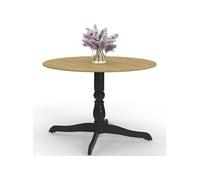 IDMarket - Table à Manger Ronde Marie 4-6 Personnes 110 cm Bois et Noir | Coloris bois façon hêtre et noir