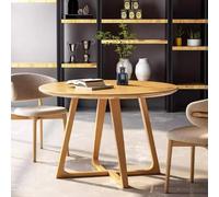 Table à manger ronde moderne du milieu du siècle en bois massif, conception de piédestal rustique pour les petits espaces peut accueillir 2 à 4 personnes meubles(Size:24"L x 24"W x 24"H,Color:naturel)
