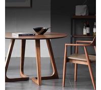 Table à manger ronde moderne du milieu du siècle en bois massif, conception de piédestal rustique pour les petits espaces peut accueillir 2 à 4 personnes m(Size:27.5"L x 27.5"W x 29.5"H,Color:brwon)
