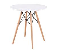 Table à Manger Ronde - Pieds naturels - Design moderne - Table d'appoint Pour Petits Espaces - 70x70x72 cm - Blanc