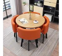 Table à Manger Ronde pour 4 avec Chaises Table Et Chaises en Marbre Table Quatre Chaises Bureau De Réception Et Ensemble De Chaises Table Et Chaises E, Light Orange-Round-cortical, One Size