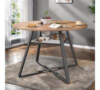 Table à Manger Ronde pour 6 Personnes, Table de Cuisine Style Industriel avec Plateau Aspect Bois et Pied en Métal, 120 x 75 cm, pour Salon (Bois et Noir)