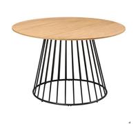 Table à manger ronde RAYO - Plateau effet bois et pieds noirs - D.120cm 4 places - Atmosphera