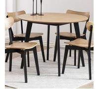 Table à manger ronde Rover - EMOB - Bois massif - 105 cm - Marron/Noir